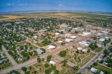 Aerial View of Lemmon, South Dakota and its Petrified Forest Rock Garden