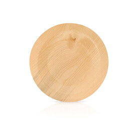 eco-friendly wooden disposable biodegradable plate isolated on a white background