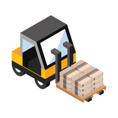 forklift truck with boxes