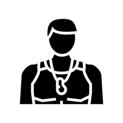 trainer athlete man glyph icon vector. trainer athlete man sign. isolated contour symbol black illustration