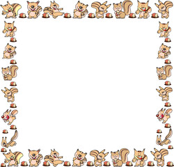 可愛いリスのポーズの秋のフレーム