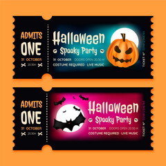 realistic halloween tickets set vector design illustration