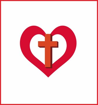 The image of a cross with a heart on the back, depicts love for living beings.