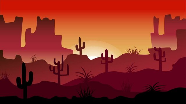 Desert landscape sunrise hd animation.