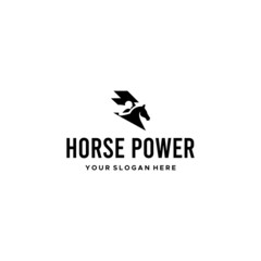 flat horse power equestrian racing logo design