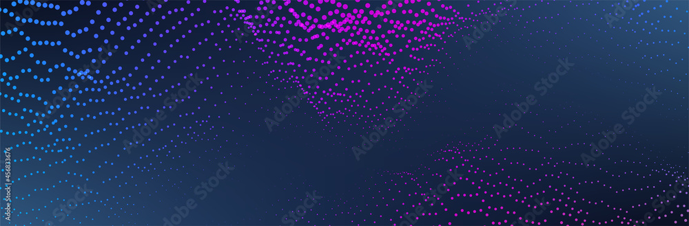 Poster abstract dot background. tech wave. 3d pattern. vector illustration