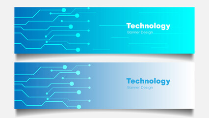 technology banner design background set