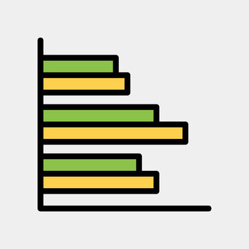 Vector illustration of bar chart icon in filled line style for any projects