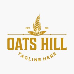 Retro Vintage Grain With Hill Logo Vector