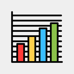 Vector illustration of bar chart icon in filled line style for any projects