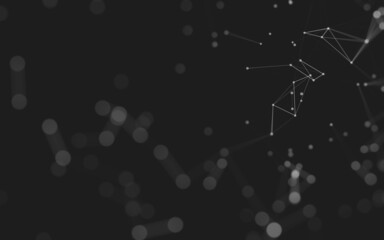 Fototapeta premium Abstract background. Molecules technology with polygonal shapes, connecting dots and lines. Connection structure. Big data visualization.