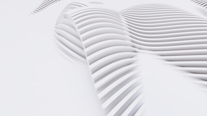 Abstract Curved Shapes. White Circular Background.