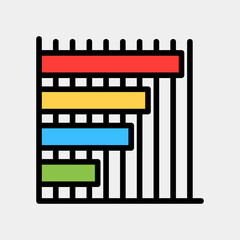 Vector illustration of bar chart icon in filled line style for any projects