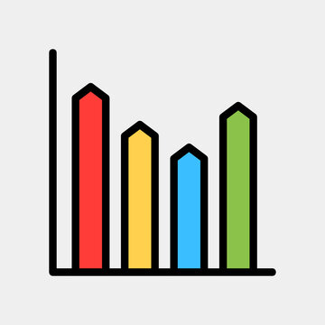 Vector illustration of bar chart icon in filled line style for any projects