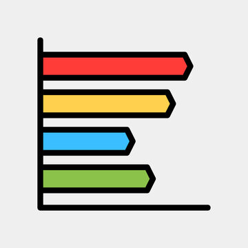 Vector illustration of bar chart icon in filled line style for any projects