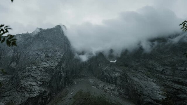 Time lapse of The Troll Wall  in Norway - the tallest vertical rock face in Europe