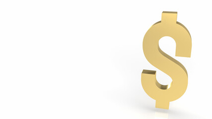 gold gold dollar symbol on white background 3d rendering