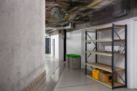 common area in basement with comminications and control wiring and cabling