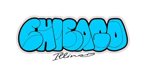 Chicago graffiti style hand drawn lettering. Decorative vector text .