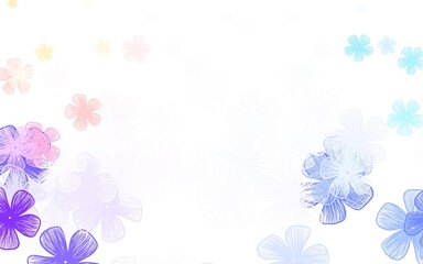 Light Blue, Yellow vector doodle background with flowers.