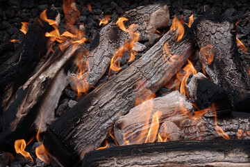 Full frame close-up view of flames in a burning gas fire pit