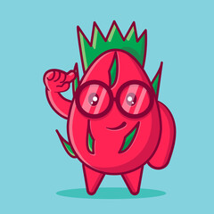 Cute dragon Fruit mascot with nerd gesture isolated cartoon vector illustration 