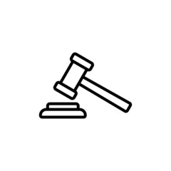 Icono de martillo de justicia. Mazo de juez. Concepto de ley y justicia. Icono de martillo en diferentes estilos. Tribunal de la corte. Ilustración vectorial