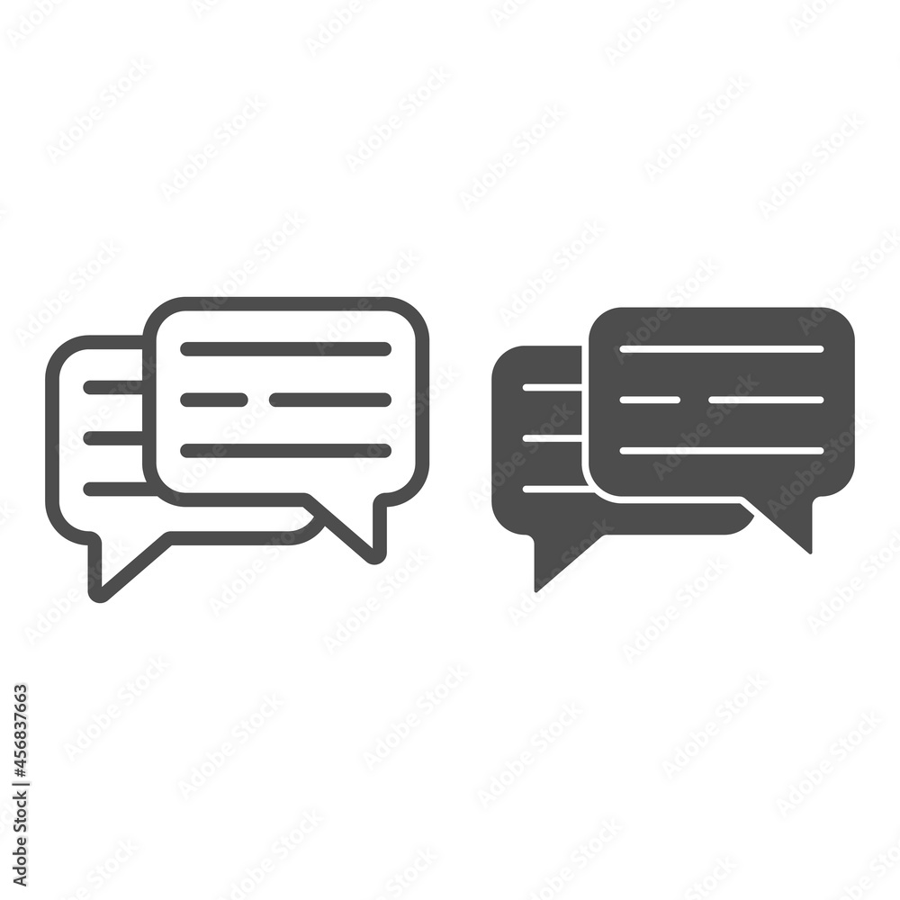 Aufkleber speech bubble, text, dialogue line and solid icon, communication concept, interaction vector sign on