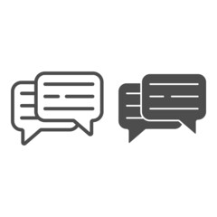 Speech bubble, text, dialogue line and solid icon, communication concept, interaction vector sign on white background, outline style icon for mobile concept and web design. Vector graphics.
