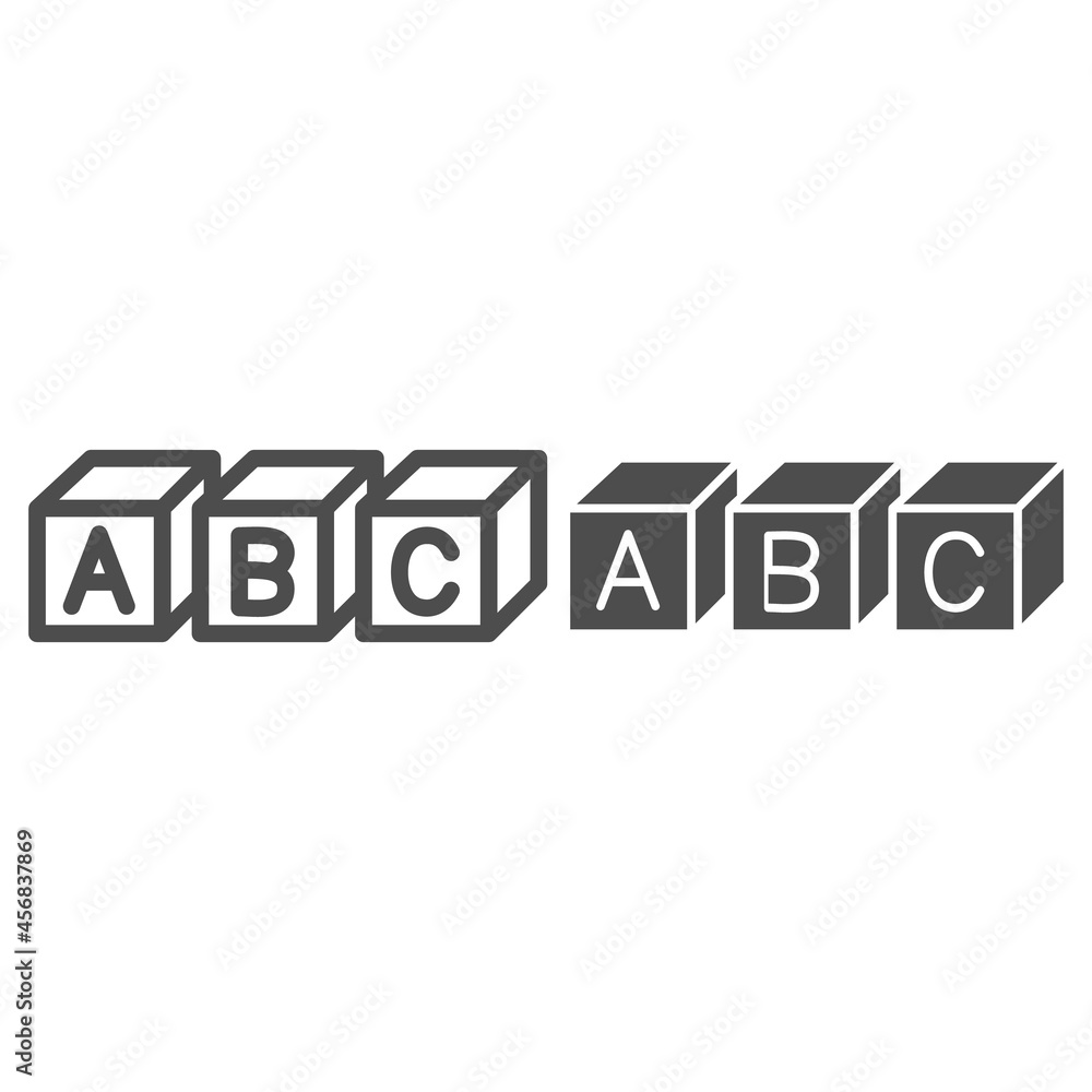 Aufkleber abc cubes alphabet line and solid icon, linguistics concept, toy cubes with letters vector sign on w