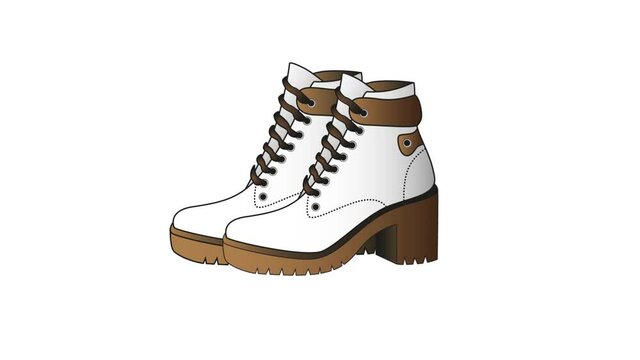 Walking fashionable creative autumn female boots cartoon seamless looping hd animation.