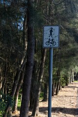 Warning yellow M4 cycle bicycle path diversion during special events, and cyclist allowed.