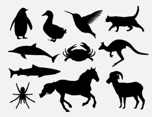 Set of animals silhouette illustration design