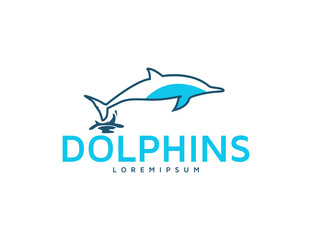 Dolphin logo line illustration design