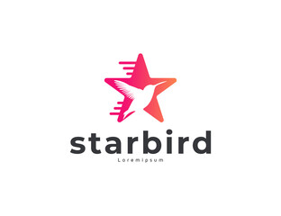 Bird and star modern logo design concept