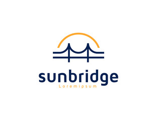 Bridge and sun line logo design idea