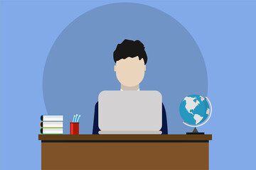 Boss business man entrepreneur sitting in office chair vector design.