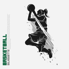 shooting pose basketball player silhouette vector illustration. Good for  sport graphic resources.