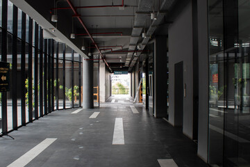 Gray and white corridor design architecture