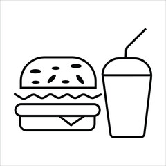 Fast-food Icon - Food & Drink Icon, Burger and drink together is the symbol of junk food, Energy drink tin can icon