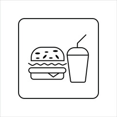 Fast-food Icon - Food & Drink Icon, Burger and drink together is the symbol of junk food, Energy drink tin can icon