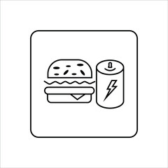 Fast-food Icon - Food & Drink Icon, Burger and drink together is the symbol of junk food, Energy drink tin can icon
