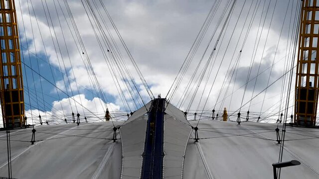 People going down from the top of The O2 Arena, London, UK -Time lapse
