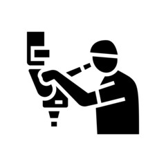 microsurgery doctor work glyph icon vector. microsurgery doctor work sign. isolated contour symbol black illustration