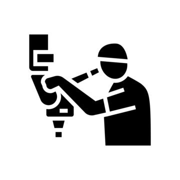 microsurgery doctor work glyph icon vector. microsurgery doctor work sign. isolated contour symbol black illustration