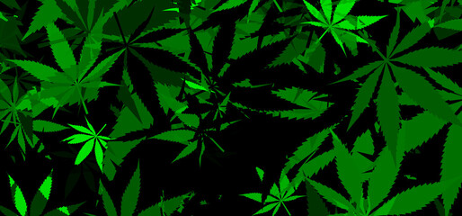 An abstract cannabis leaf pattern background image. - obrazy, fototapety, plakaty