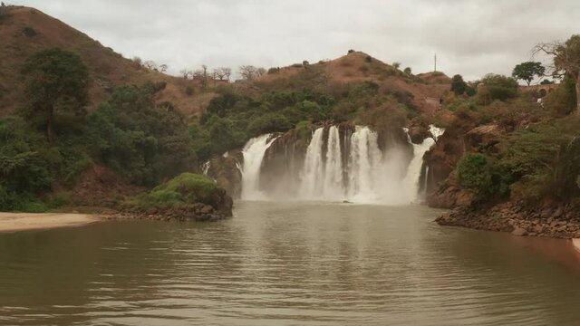 Flying over a waterfall in kwanza sul, binga, Angola on the African continent 5