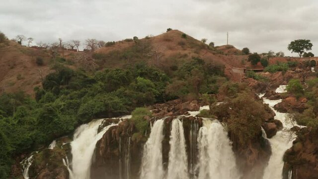 Flying over a waterfall in kwanza sul, binga, Angola on the African continent 6
