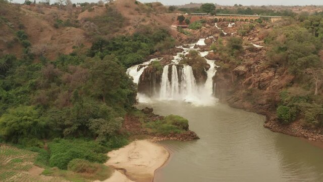 Flying over a waterfall in kwanza sul, binga, Angola on the African continent 12