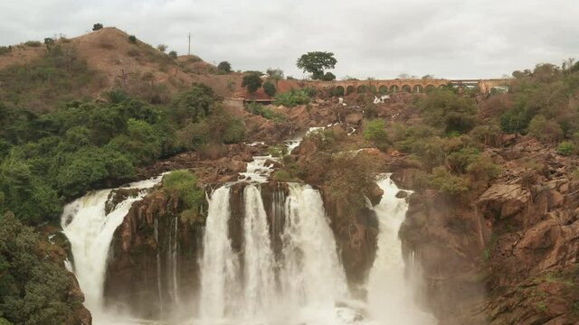 Flying over a waterfall in kwanza sul, binga, Angola on the African continent 13